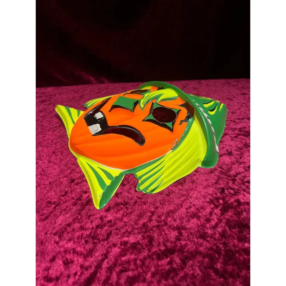Vintage USA Plastic Halloween Mask - Scarecrow Jack-O-Lantern Face